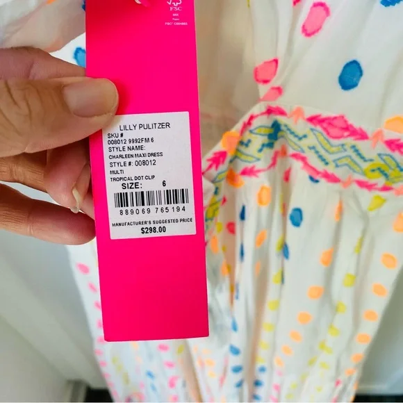 Lilly Pulitzer Charleen maxi dress size 6 multi tropical dot new with tag